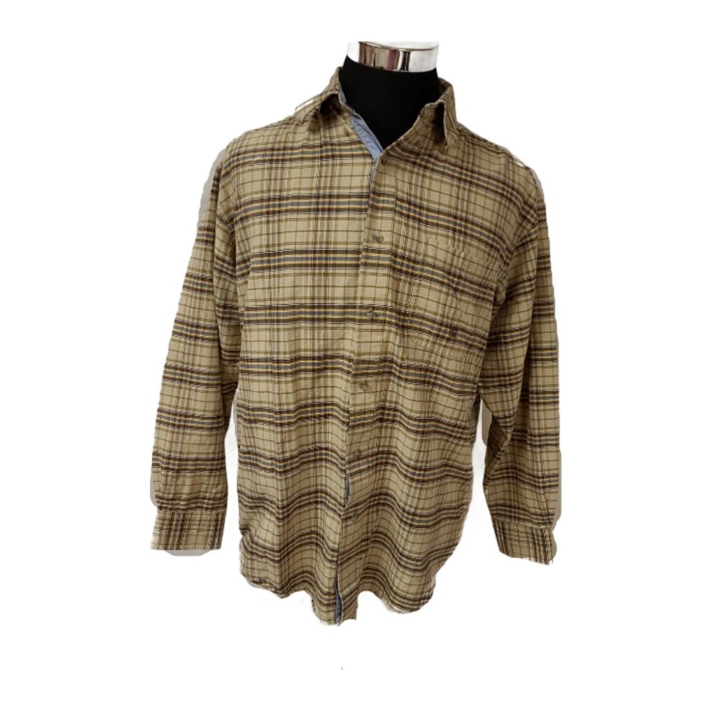 Twenty X Wrangler Mens Large Brown Plaid Long Sleeve Western Button Up Shirt